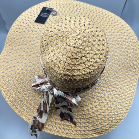 Elegant Tan Sun Hat with Ribbon Summer Sunny Festival Beach Club In 3 Colors main image 5